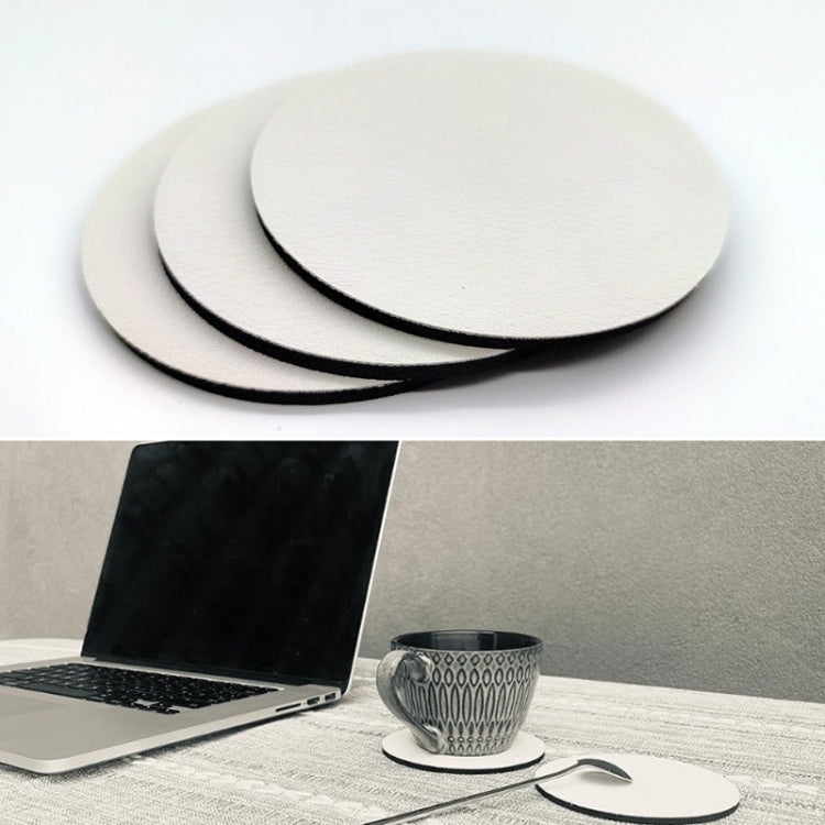 6.8cm 4pcs PU Leather Car Coaster Car Decorative Water Absorption Cup Sink Mat - White