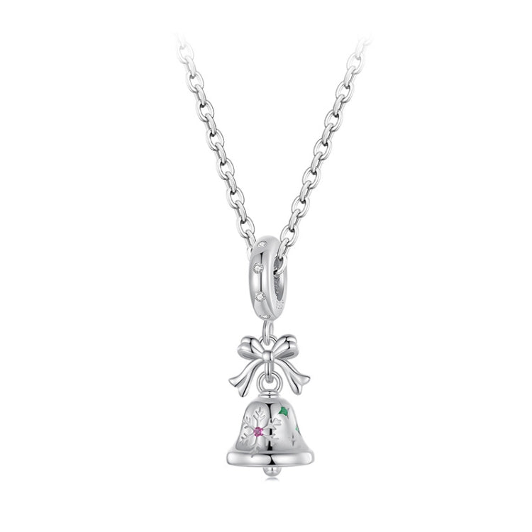S925 Sterling Silver Bow Bell Bracelet Pendant Festival Jewelry Beads - BSC1067