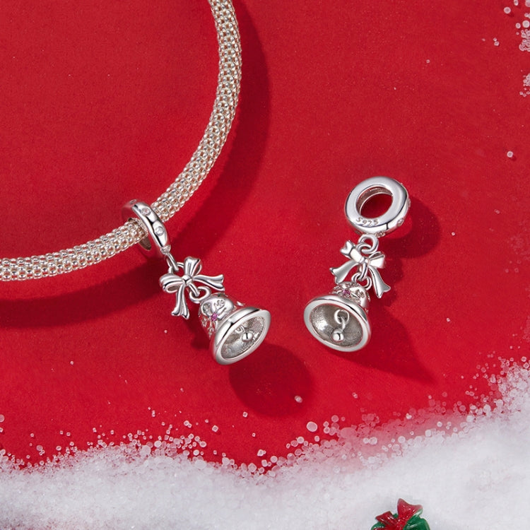 S925 Sterling Silver Bow Bell Bracelet Pendant Festival Jewelry Beads - BSC1067
