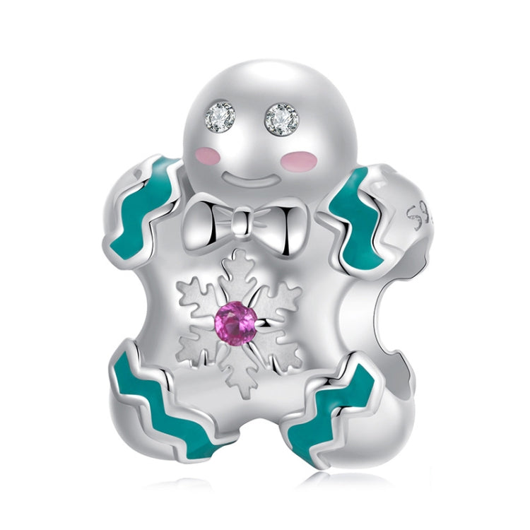 S925 Sterling Silver Gingerbread Man Bracelet Pendant Cute Doll Beads - BSC1068