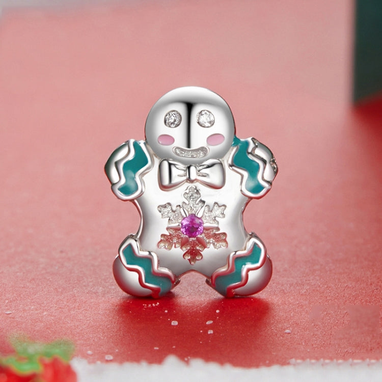 S925 Sterling Silver Gingerbread Man Bracelet Pendant Cute Doll Beads - BSC1068