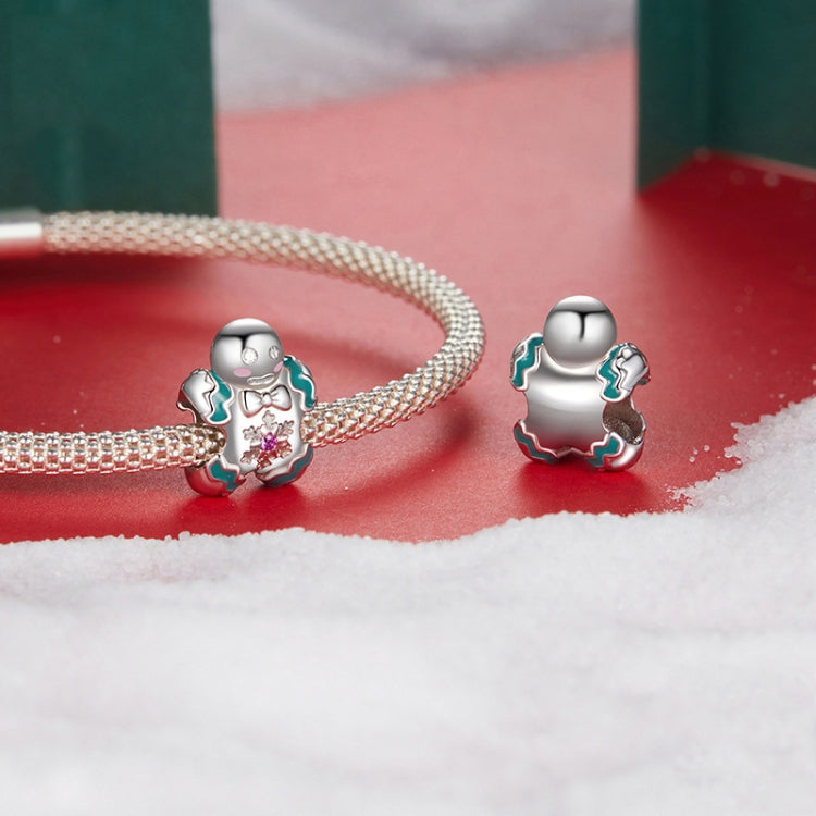 S925 Sterling Silver Gingerbread Man Bracelet Pendant Cute Doll Beads - BSC1068