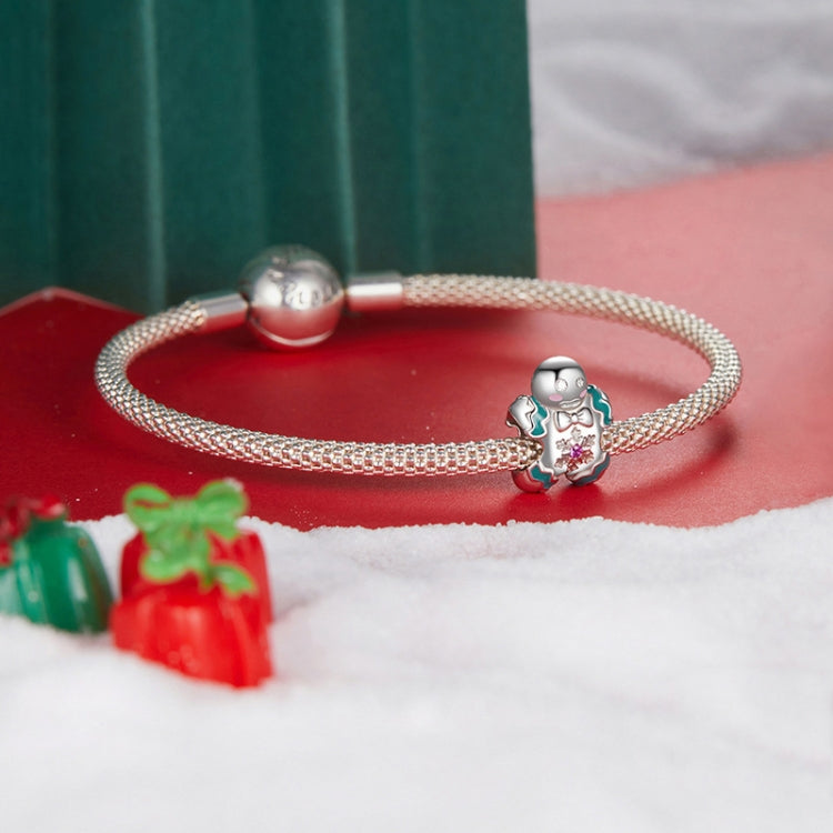 S925 Sterling Silver Gingerbread Man Bracelet Pendant Cute Doll Beads - BSC1068