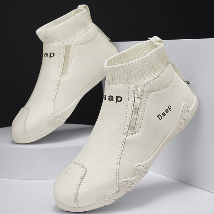 Men Trend Socks Shoes High Top Outdoor Anti-slip Casual Sneakers Leather Work Shoes, Size: 44
