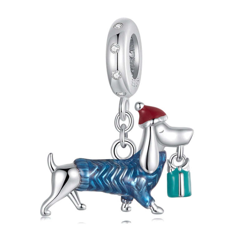 S925 Sterling Silver Cute Dachshund Pendant Jewelry Animal Beads - BSC1069