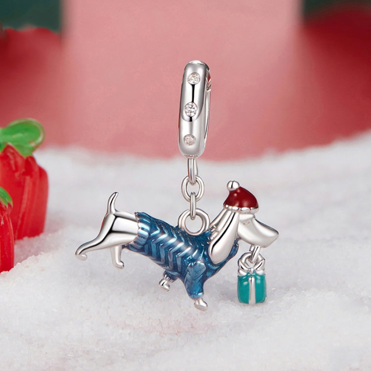 S925 Sterling Silver Cute Dachshund Pendant Jewelry Animal Beads - BSC1069