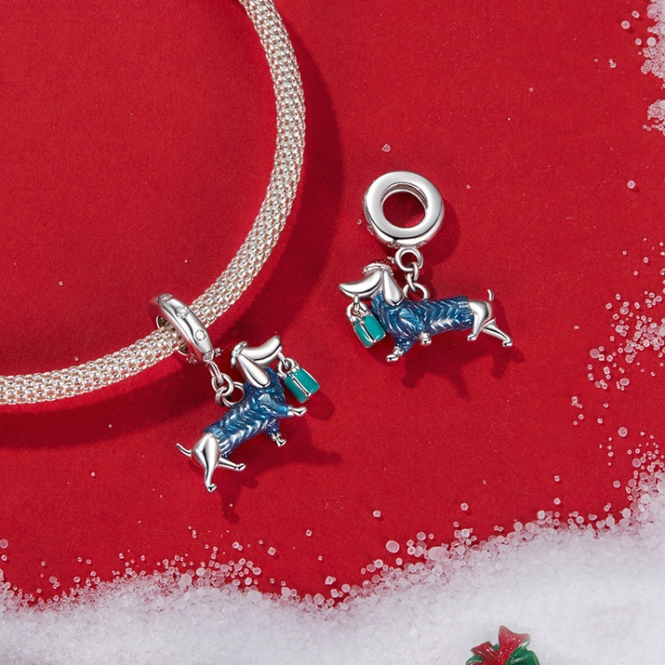 S925 Sterling Silver Cute Dachshund Pendant Jewelry Animal Beads - BSC1069