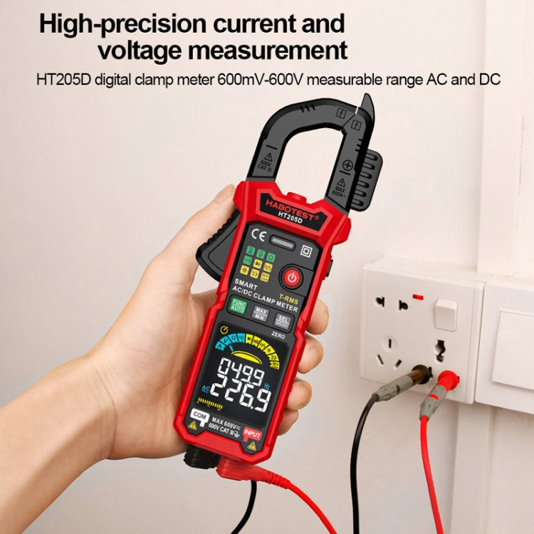 HABOTEST HT205D Clamp Intelligent Anti-Burning Multi-Function High Precision Digital Multimeter - Black Red