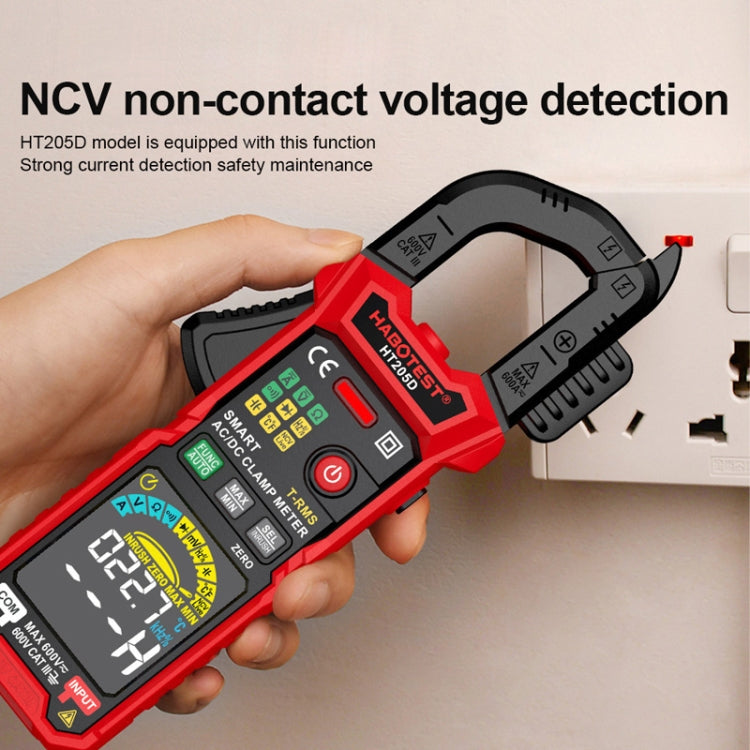 HABOTEST HT205D Clamp Intelligent Anti-Burning Multi-Function High Precision Digital Multimeter - Black Red