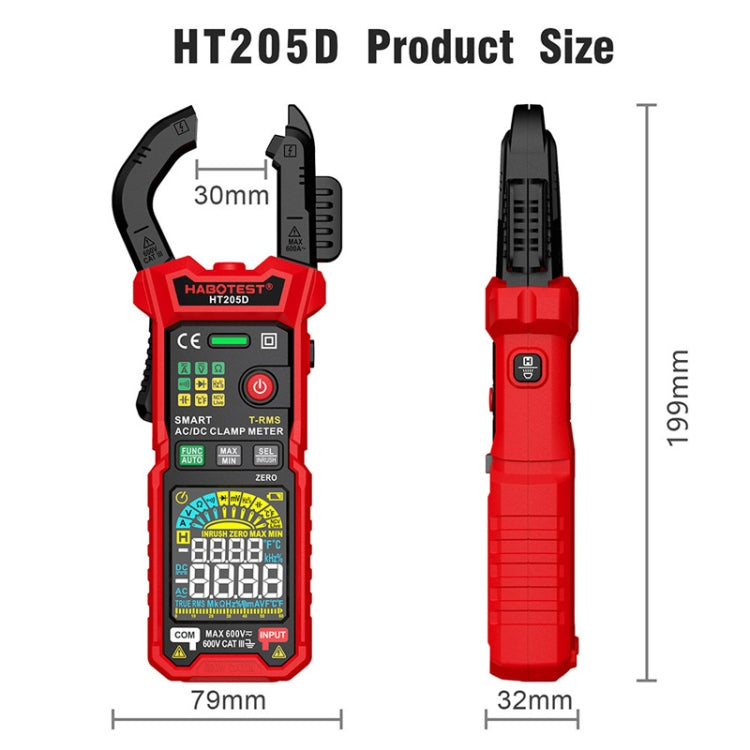 HABOTEST HT205D Clamp Intelligent Anti-Burning Multi-Function High Precision Digital Multimeter - Black Red