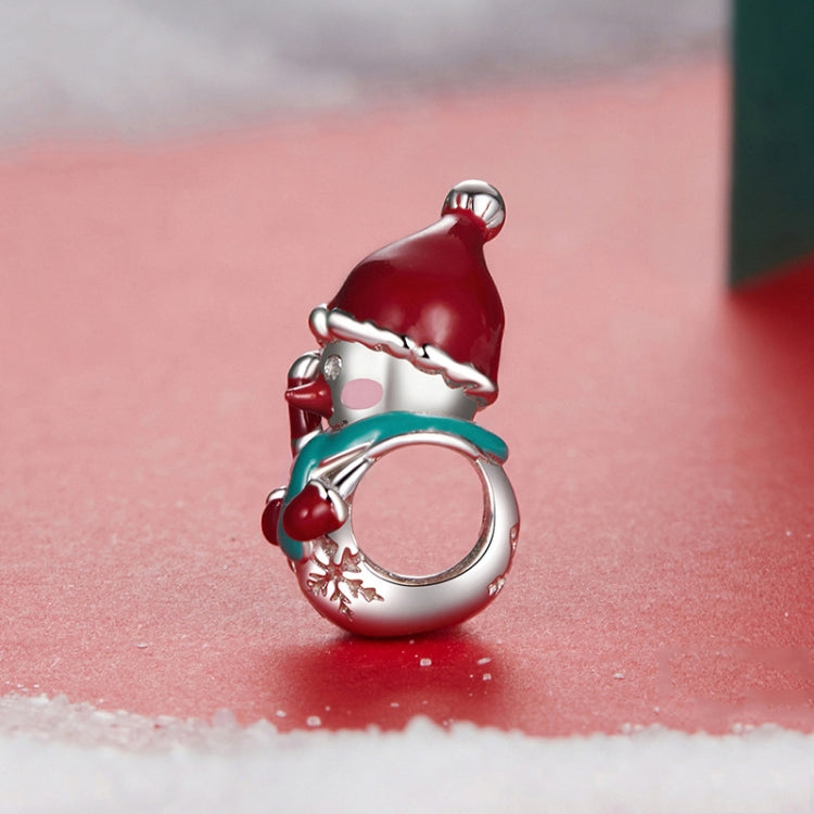 S925 Sterling Silver Cute Snowman Pendant Festival Bracelet Beads - BSC1070