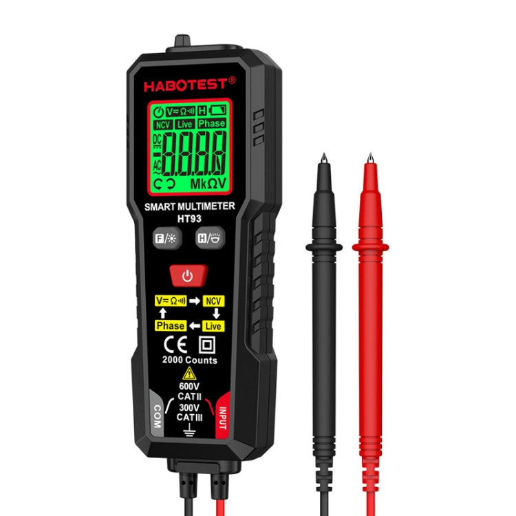 HABOTEST HT93 Phase Sequence Detection Intelligent Anti-Burn-In Fully Automatic Multimeter - Black