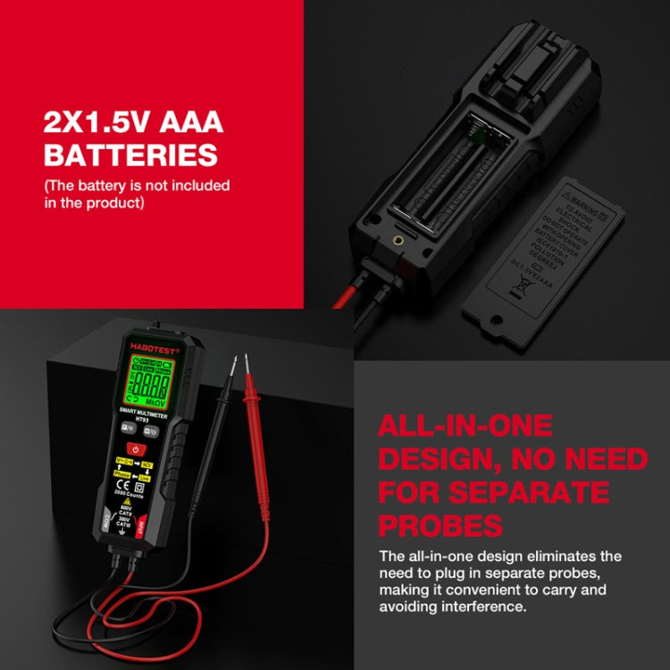 HABOTEST HT93 Phase Sequence Detection Intelligent Anti-Burn-In Fully Automatic Multimeter - Black
