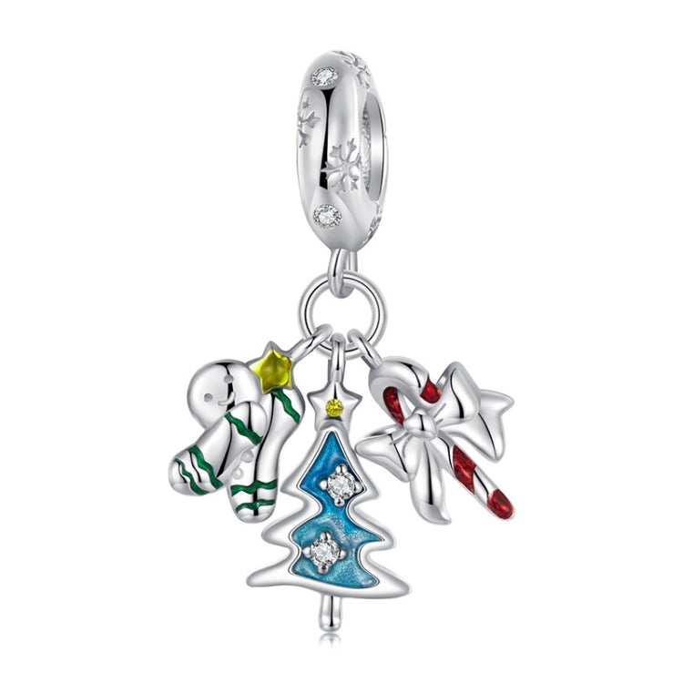 S925 Sterling Silver Gingerbread Man Candy Pendant Jewelry Beads - SCC2914