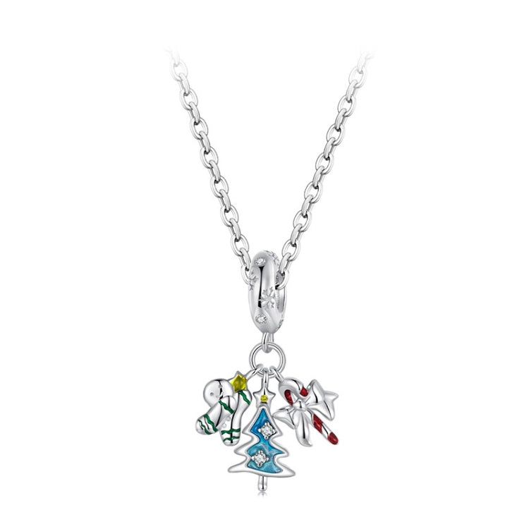 S925 Sterling Silver Gingerbread Man Candy Pendant Jewelry Beads - SCC2914