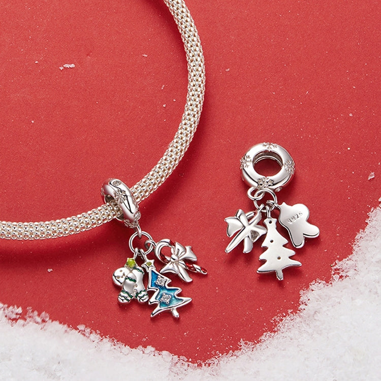 S925 Sterling Silver Gingerbread Man Candy Pendant Jewelry Beads - SCC2914