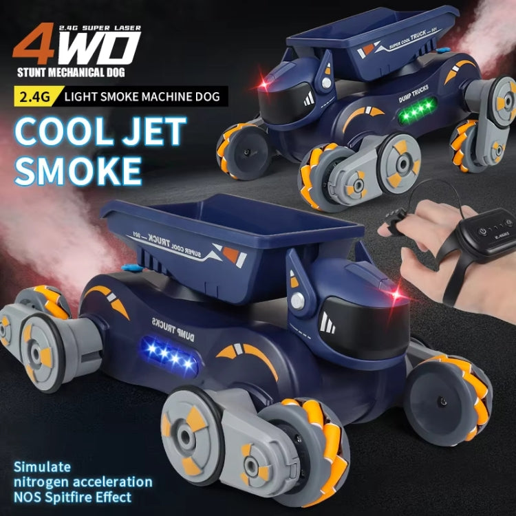 Eight Wheel Stunt Robot Dog Smart Gesture Sensor RC Kids Toy Car With Lights Music Spray Car, Style: Green Dual RC