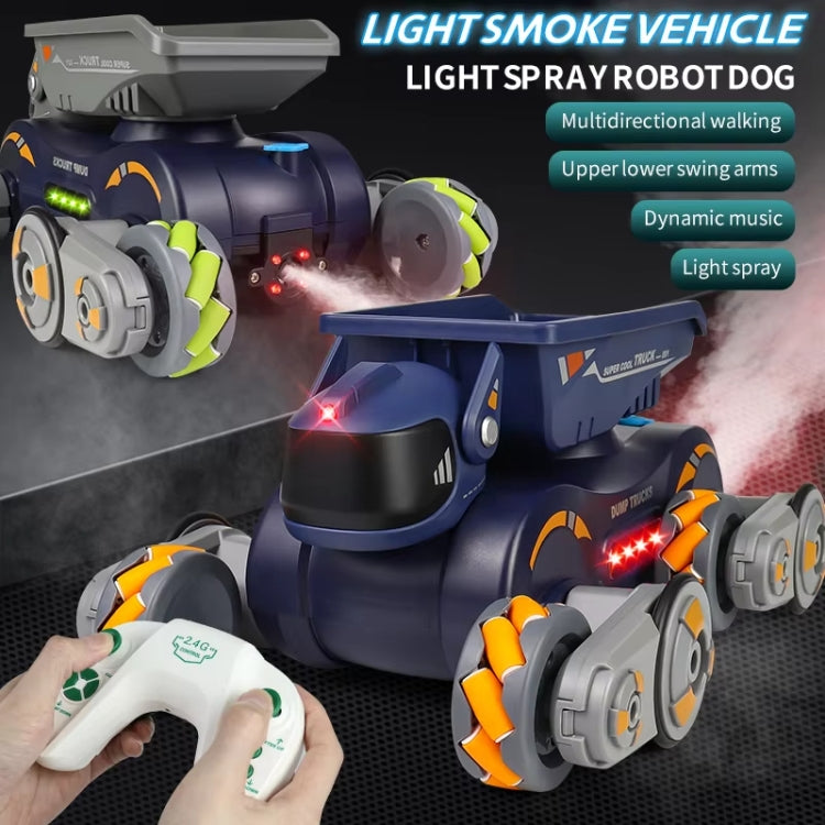 Eight Wheel Stunt Robot Dog Smart Gesture Sensor RC Kids Toy Car With Lights Music Spray Car, Style: Green Dual RC