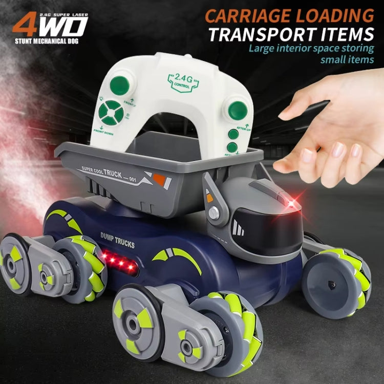Eight Wheel Stunt Robot Dog Smart Gesture Sensor RC Kids Toy Car With Lights Music Spray Car, Style: Tank Orange Dual RC