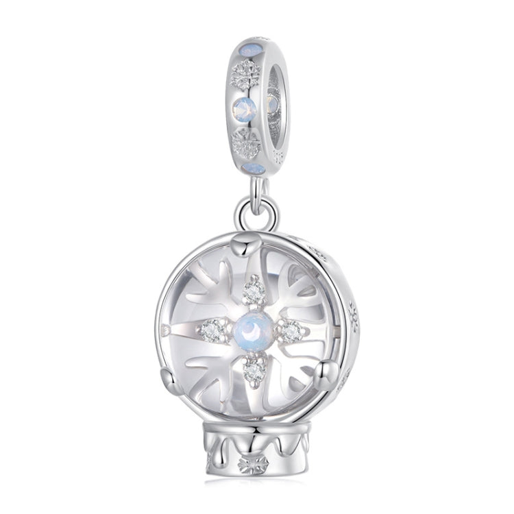S925 Sterling Silver Winter Snowflake Crystal Ball Pendant Exquisite Jewelry Beads - SCC2917