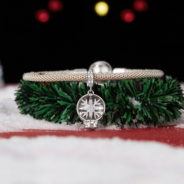 S925 Sterling Silver Winter Snowflake Crystal Ball Pendant Exquisite Jewelry Beads - SCC2917