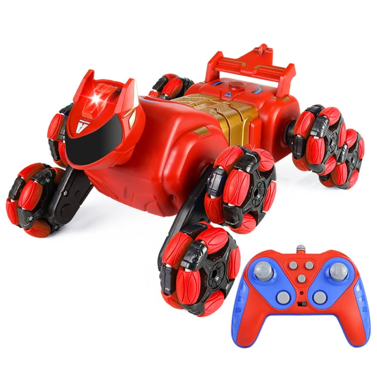 2.4G Kids Remote Control Toy Car Stunt Robot Dog Gesture Sensor Lights Music Spray Climbing Car, Color: Red Single RC
