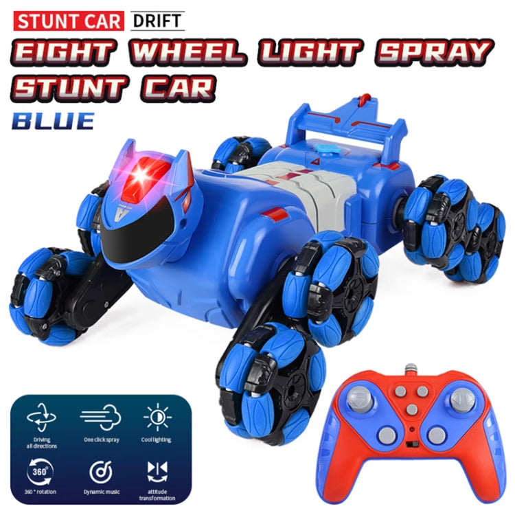 2.4G Kids Remote Control Toy Car Stunt Robot Dog Gesture Sensor Lights Music Spray Climbing Car, Color: Blue Dual RC