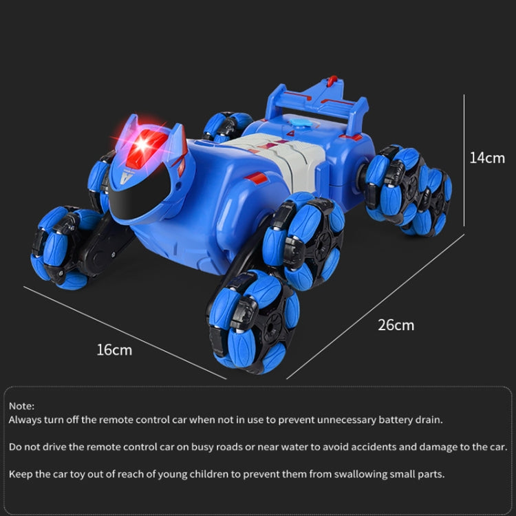 2.4G Kids Remote Control Toy Car Stunt Robot Dog Gesture Sensor Lights Music Spray Climbing Car, Color: Blue Single RC