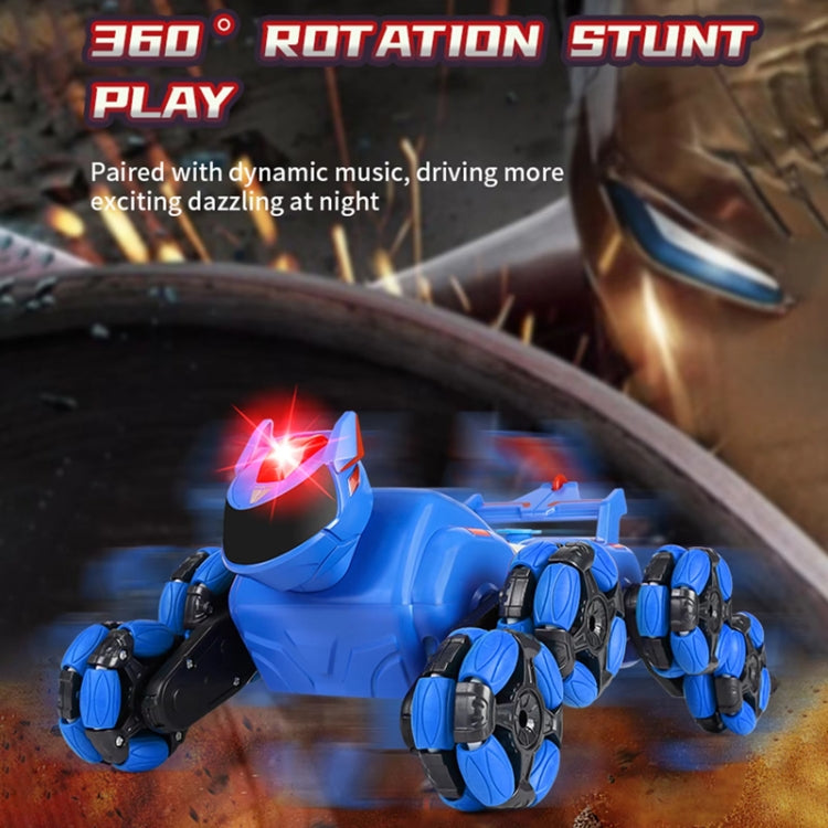 2.4G Kids Remote Control Toy Car Stunt Robot Dog Gesture Sensor Lights Music Spray Climbing Car, Color: Blue Single RC