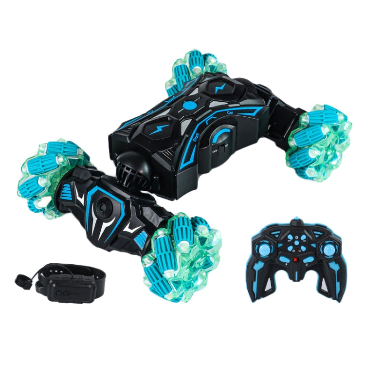 2.4G Spray RC Car Gesture Sensor Music Lights Twist Stunt Drift Car Double Side Driving Buggy Toy, Color: Handle+Watch RC Blue