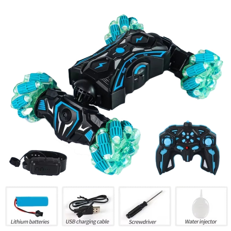 2.4G Spray RC Car Gesture Sensor Music Lights Twist Stunt Drift Car Double Side Driving Buggy Toy, Color: Handle RC Blue