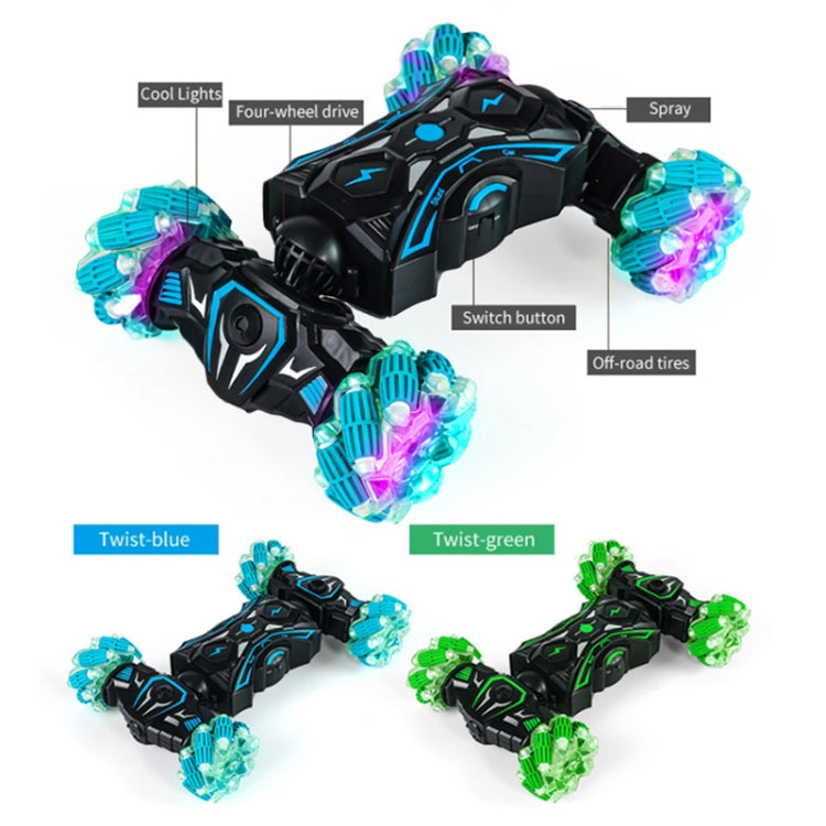 2.4G Spray RC Car Gesture Sensor Music Lights Twist Stunt Drift Car Double Side Driving Buggy Toy, Color: Handle+Watch RC Blue