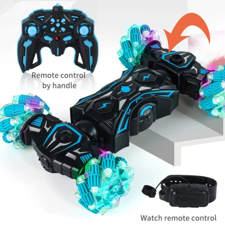 2.4G Spray RC Car Gesture Sensor Music Lights Twist Stunt Drift Car Double Side Driving Buggy Toy, Color: Handle+Watch RC Green