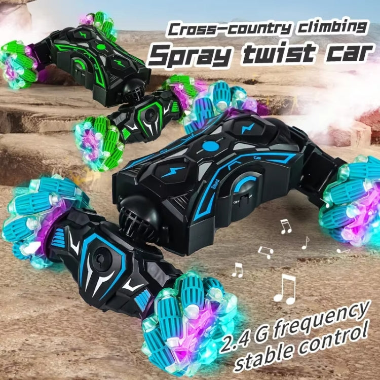 2.4G Spray RC Car Gesture Sensor Music Lights Twist Stunt Drift Car Double Side Driving Buggy Toy, Color: Handle+Watch RC Green