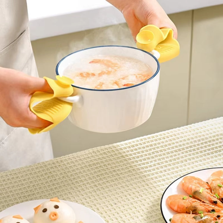2pcs Heart-shaped Heat Insulation Anti-scalding Gloves Silicone Non-slip Bowl and Plate Clamp