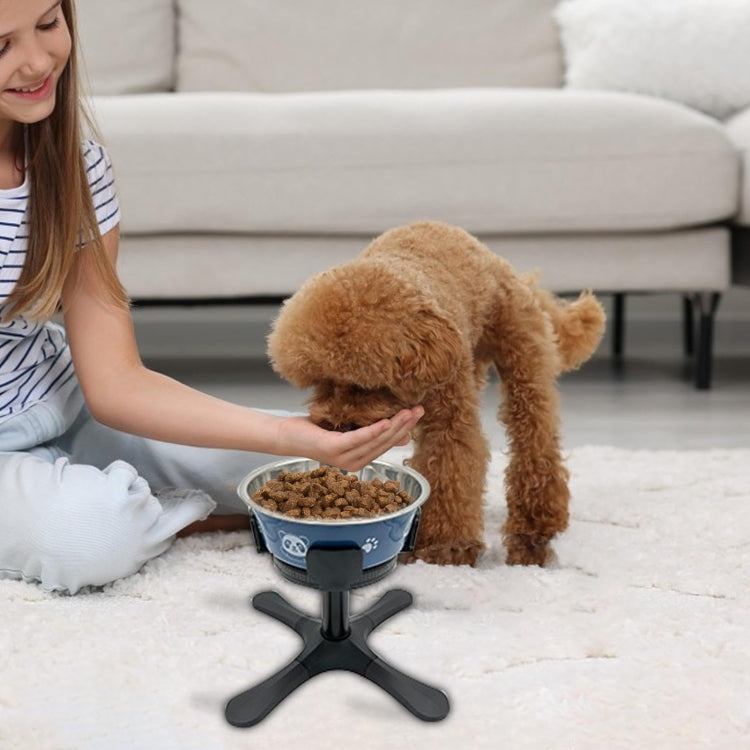 Adjustable Food Bowl Heightening Stand For Medium And Large Pet Dogs, Specification: Bracket + Blue Stainless Steel Bowl
