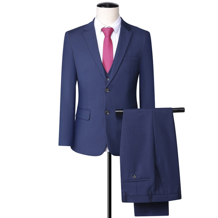 3 In 1 Men 2-Button Suit Handsome Slim Business Formal Suit Bank Sales Hotel Workwear, Size: XXXL