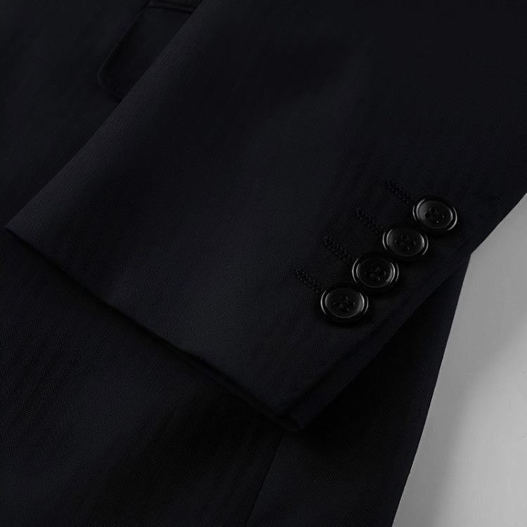 Men Two-Button Suit Set Commuter Dress Groomsmen Clothes Workwear, Blazer + Trousers, Size: M - Black