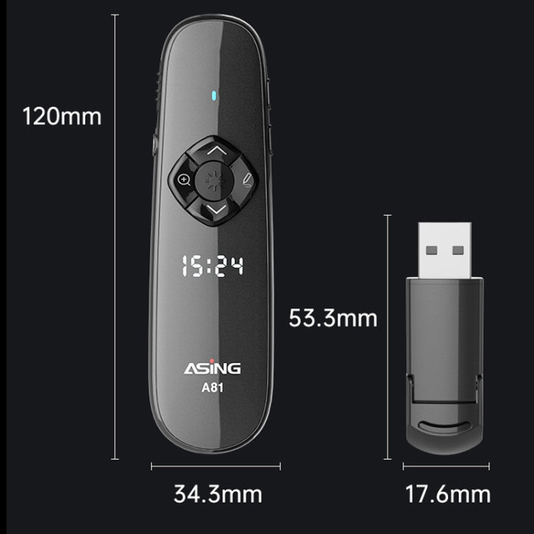 ASiNG A81 PPT Page Turning Clicker With Timing Function & 32G 3-in-1 USB Receiver, Color: Red Light