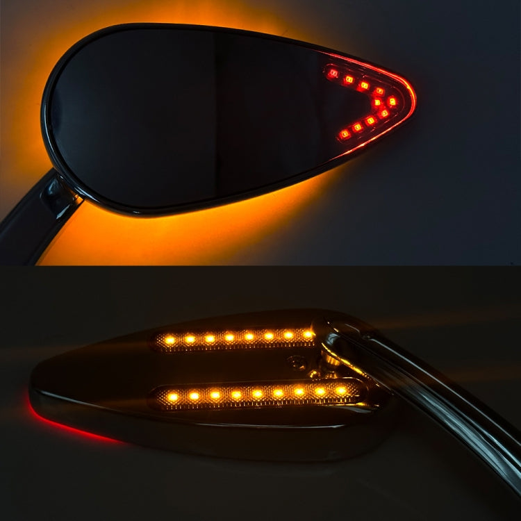 FLYQUICK Motorcycle LED Rearview Mirror With Light, Color: Black