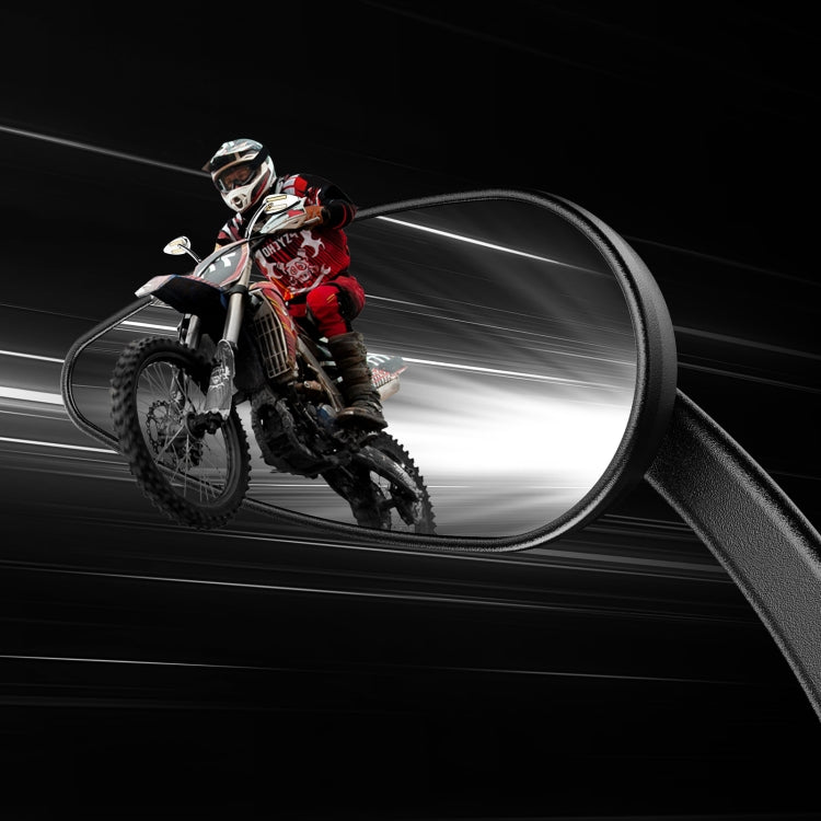 FLYQUICK Motorcycle LED Rearview Mirror With Light, Color: Black