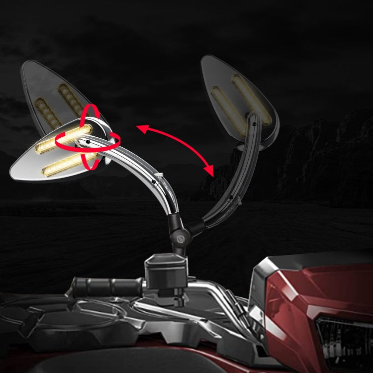 FLYQUICK Motorcycle LED Rearview Mirror With Light, Color: Electroplating