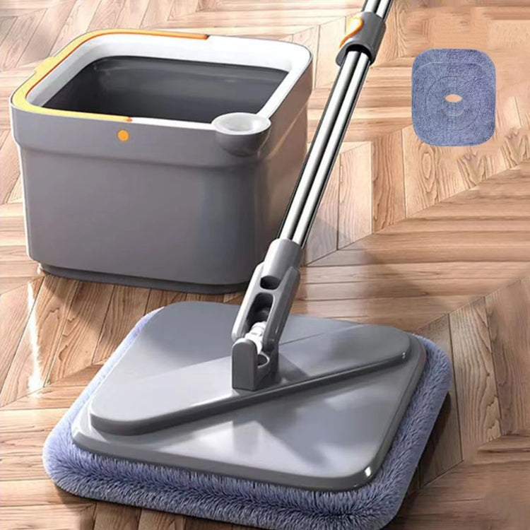 Square Spin Mop and Bucket With 2 Mop Pads Set Separate Clean And Dirty Water - Gray