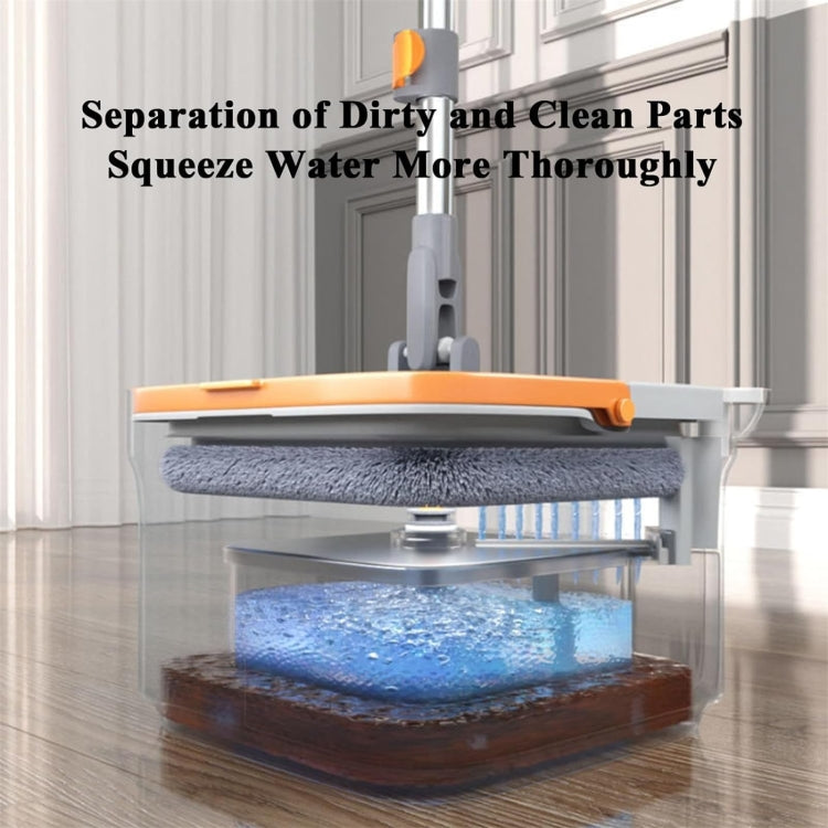 Square Spin Mop and Bucket With 2 Mop Pads Set Separate Clean And Dirty Water - Gray