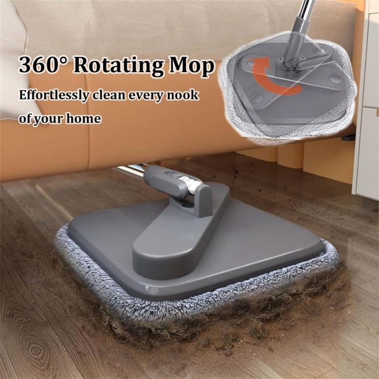 Square Spin Mop and Bucket With 2 Mop Pads Set Separate Clean And Dirty Water - Gray