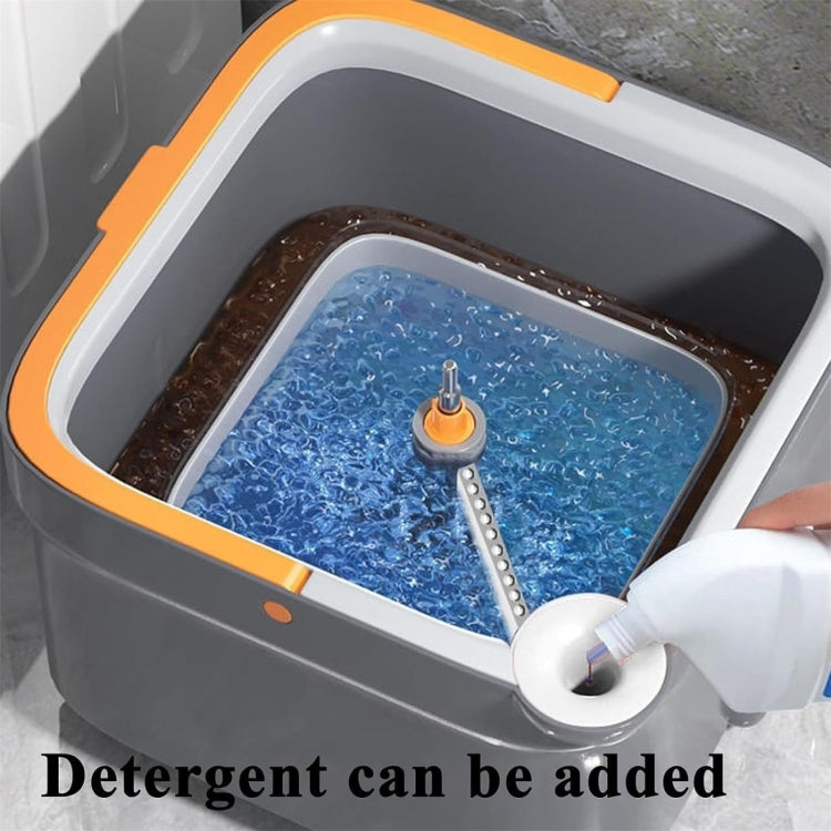 Square Spin Mop and Bucket With 2 Mop Pads Set Separate Clean And Dirty Water - Gray
