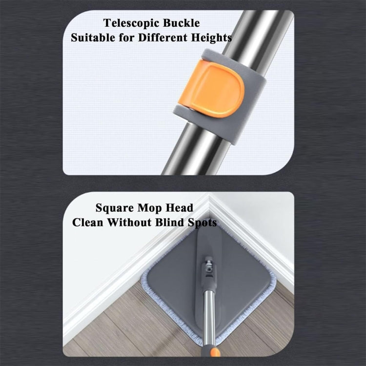 Square Spin Mop and Bucket With 2 Mop Pads Set Separate Clean And Dirty Water - Gray