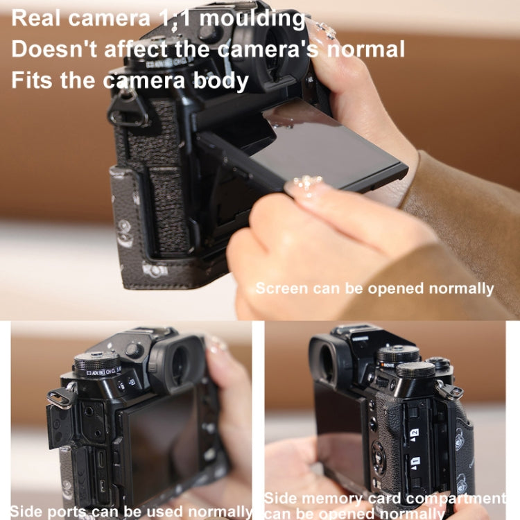 For FUJIFILM X-T5 Cwatcun D161 Vintage Camera Stand Camera Protective Leather Case - Black