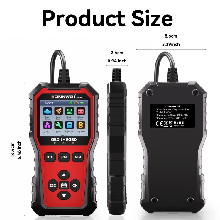 KONNWEI OBDII EOBD CAN Engine Code Reader Car Diagnostic Tool 9 Languages
