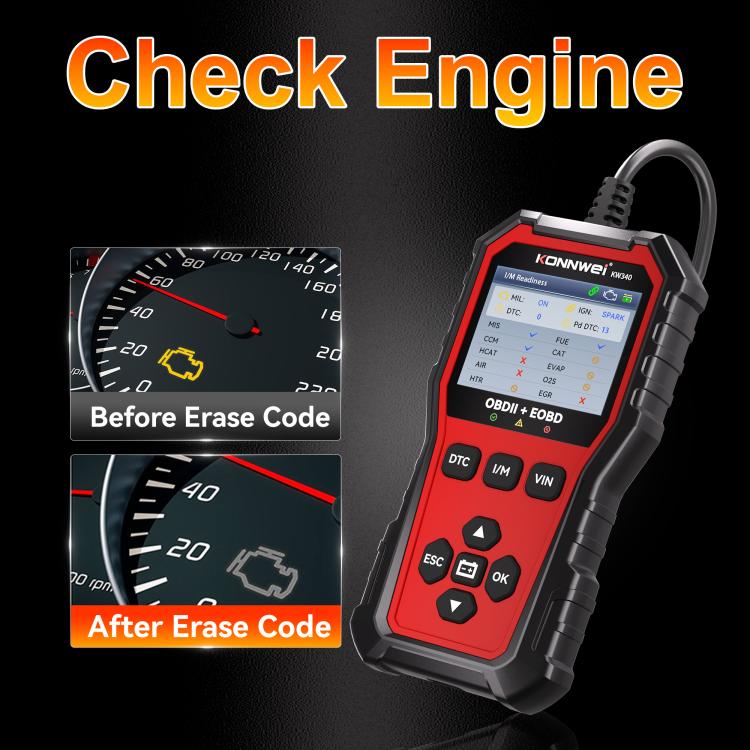 KONNWEI OBDII EOBD CAN Engine Code Reader Car Diagnostic Tool 9 Languages